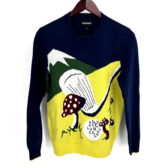 Bonobos‎ Mens Putting Scenic Crew Neck Sweater Small Golf Mushroom Wool Alpaca - Picture 3 of 9